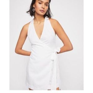 White fine lines linen dress free people